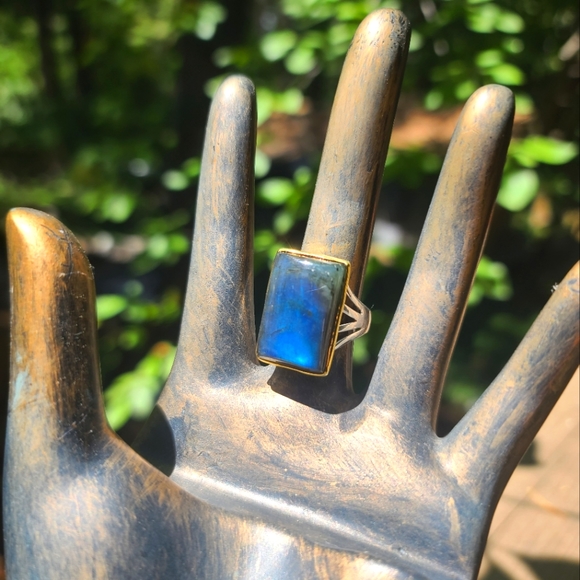 Natural Kharma by Avelon Other - SOLD! Laboradite 13k square pillow sterling & gold ring sz 8.5